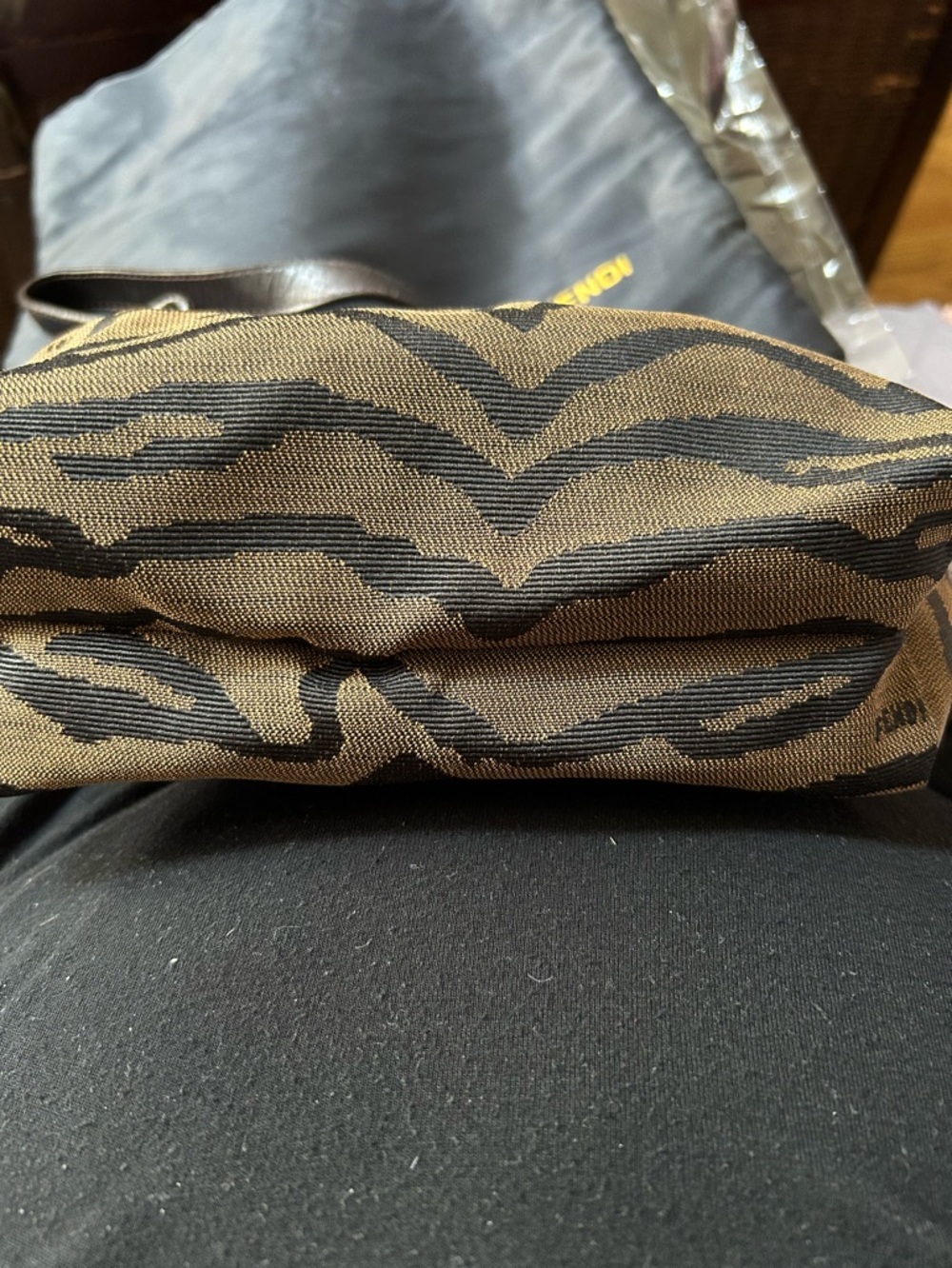 Fendi Brown and Black Hobo Bag Chef Style mini zebra print - Picture 7 of 16